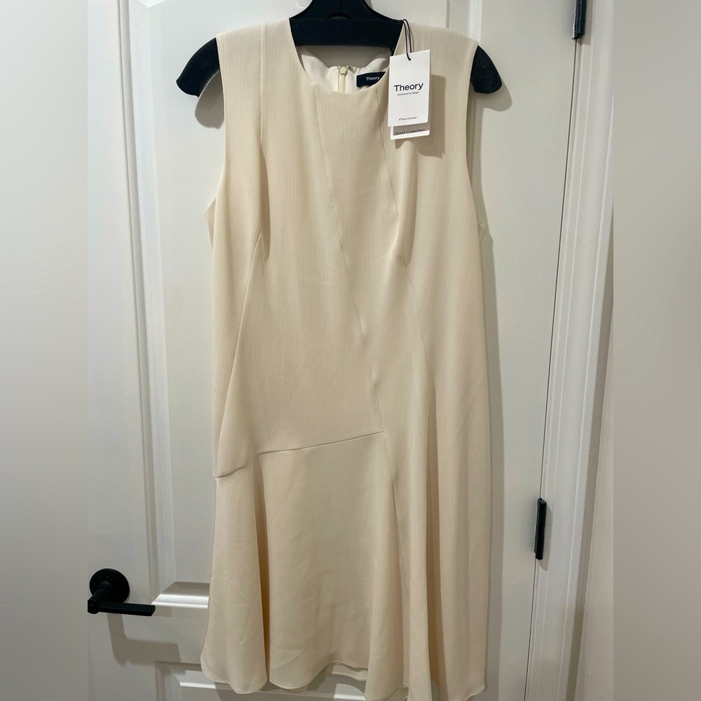 Theory fit and flare dress, striped admiral crepe